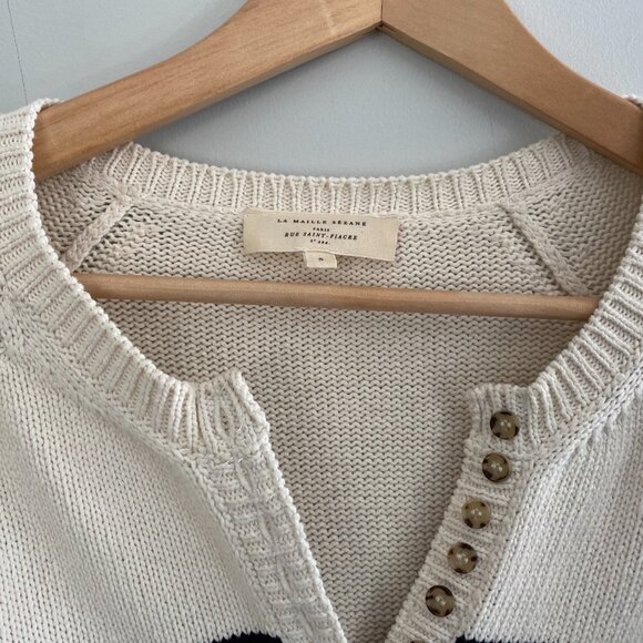 Sezane Léontine Jumper - Ecru/Navy - Picture 3 of 8